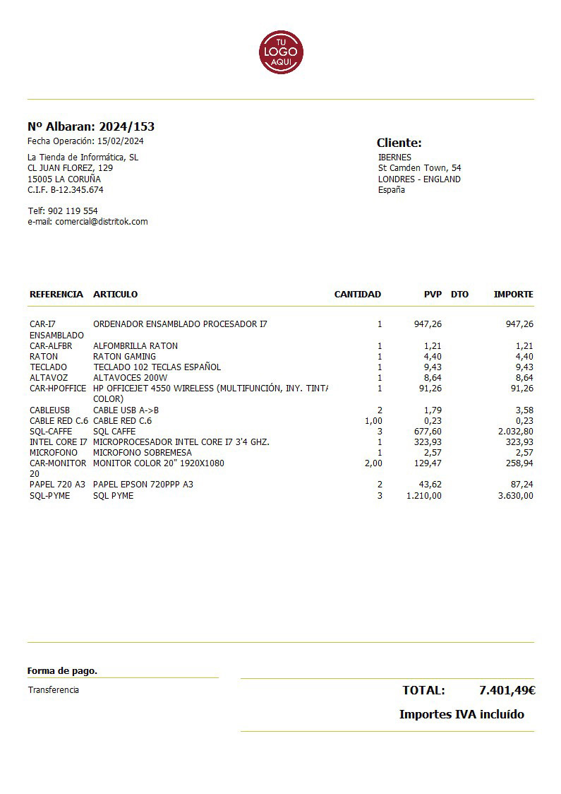 Albaran 01 iva incluido
