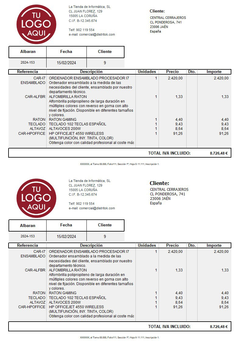 Albaran 05 iva incluido