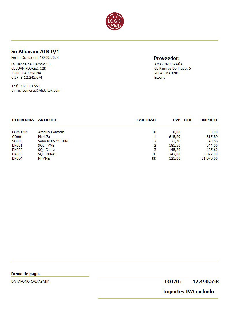 Albaran prov 01 IVA Incluido