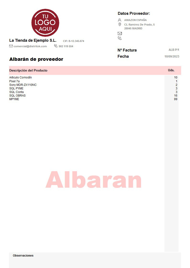 Albaran prov 03 sin Valorar