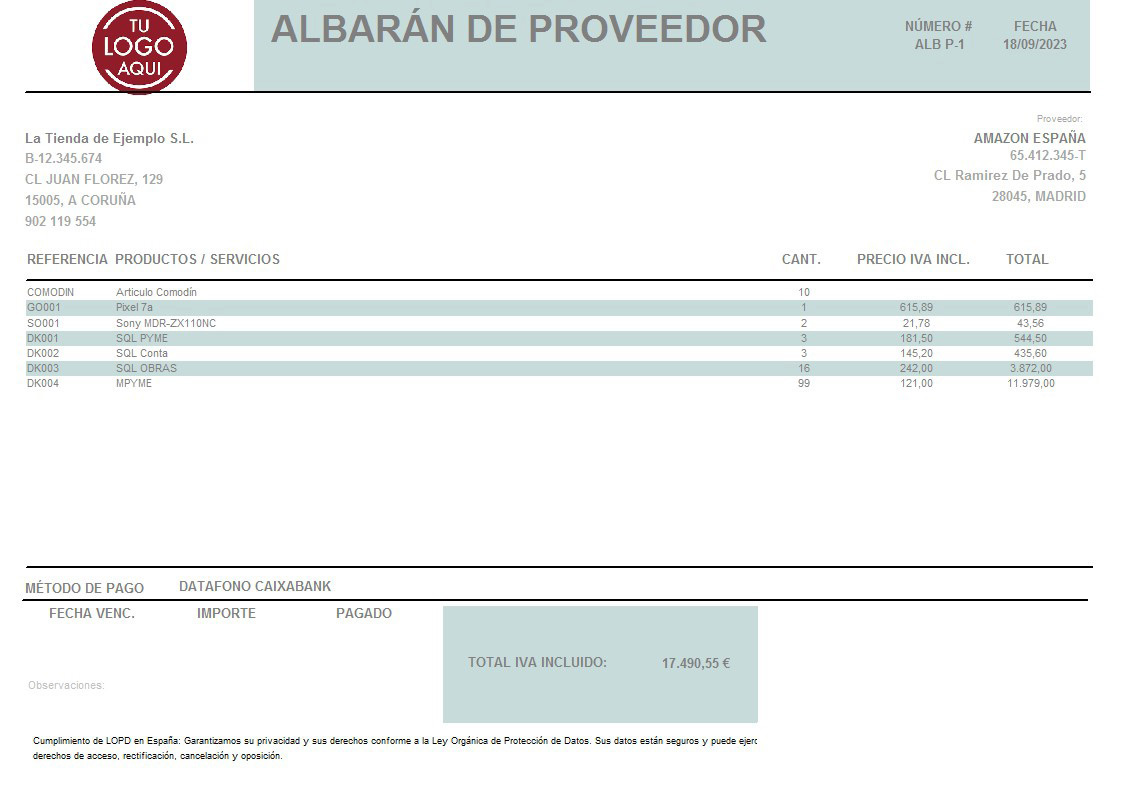 Albaran prov 10 apaisado IVA Incluido