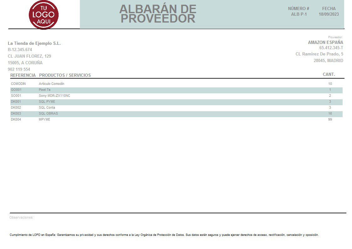 Albaran prov 10 apaisado sin Valorar