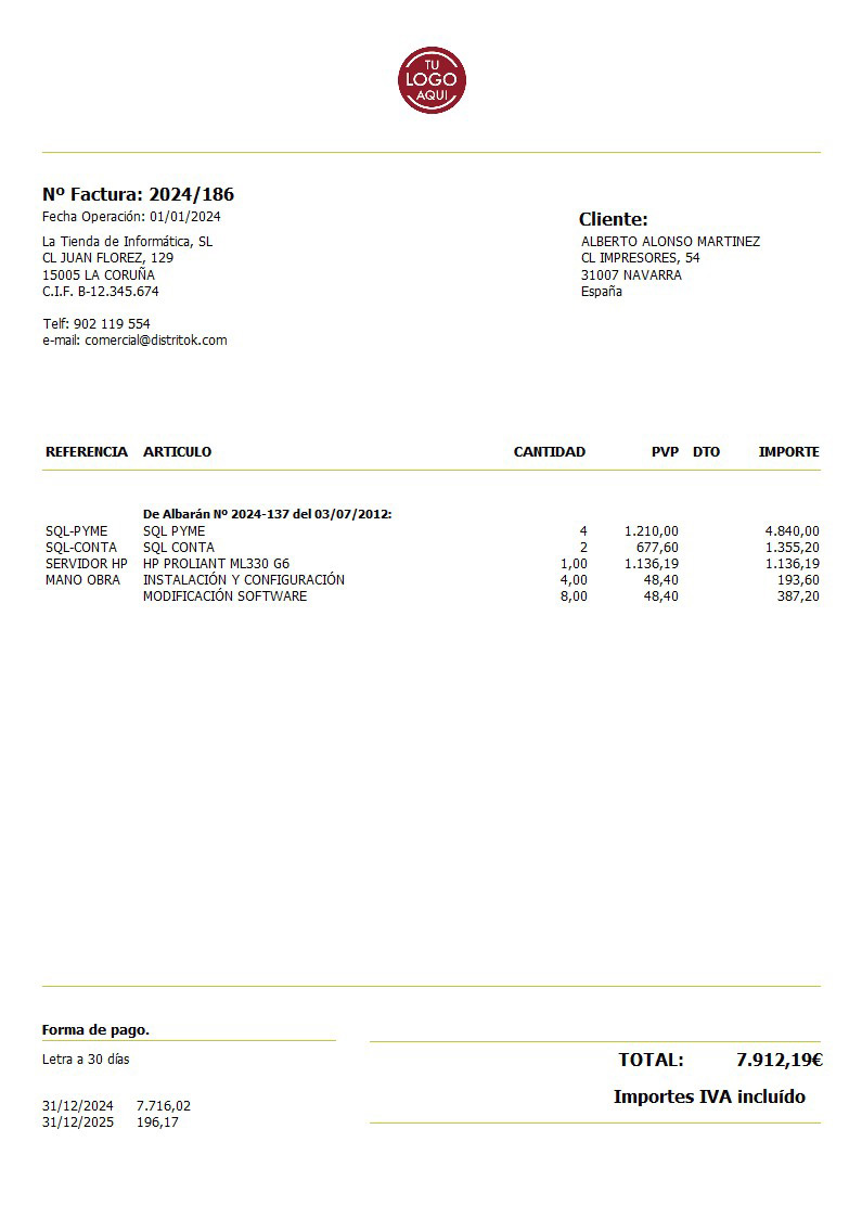 Factura 01 iva incluido