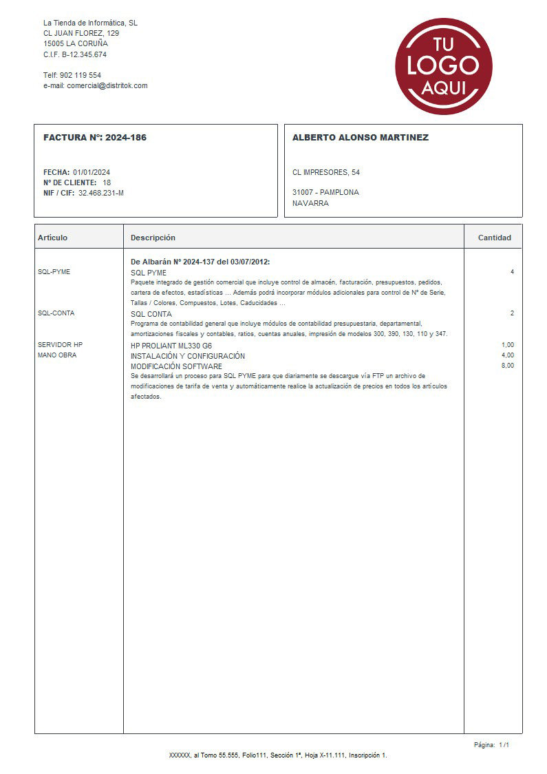 Factura 02 sin valorar