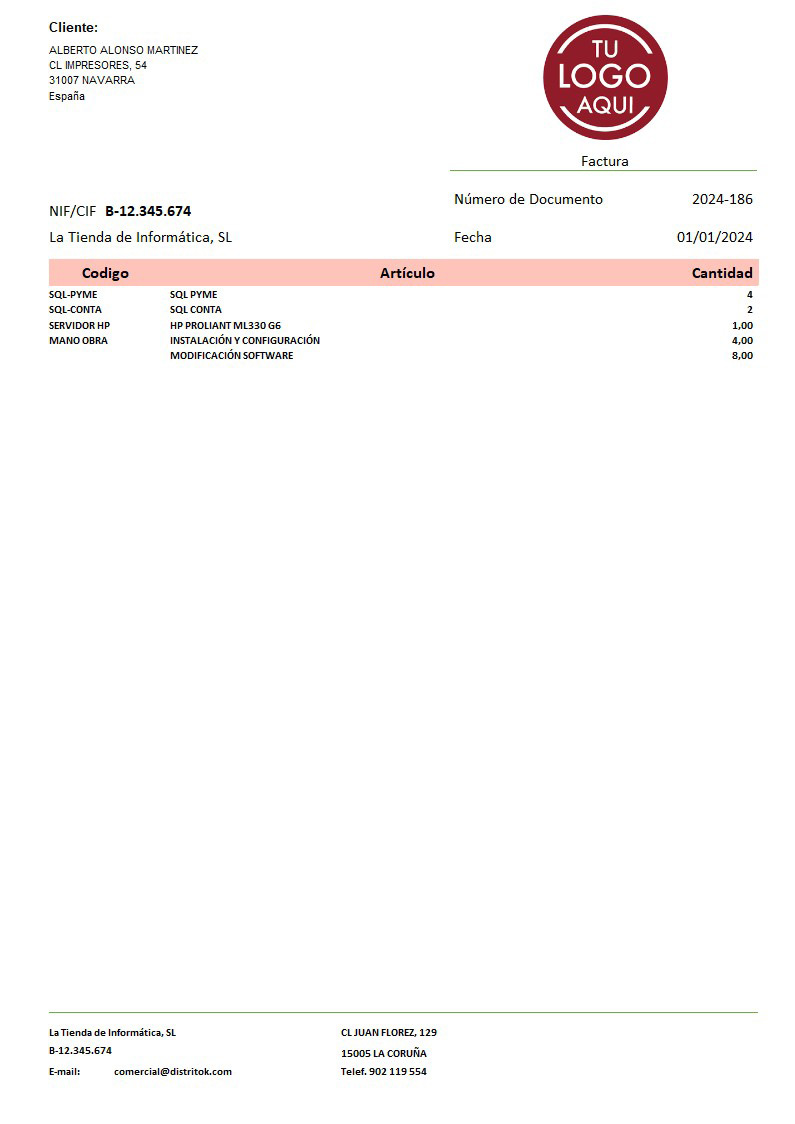 Factura 04 sin valorar