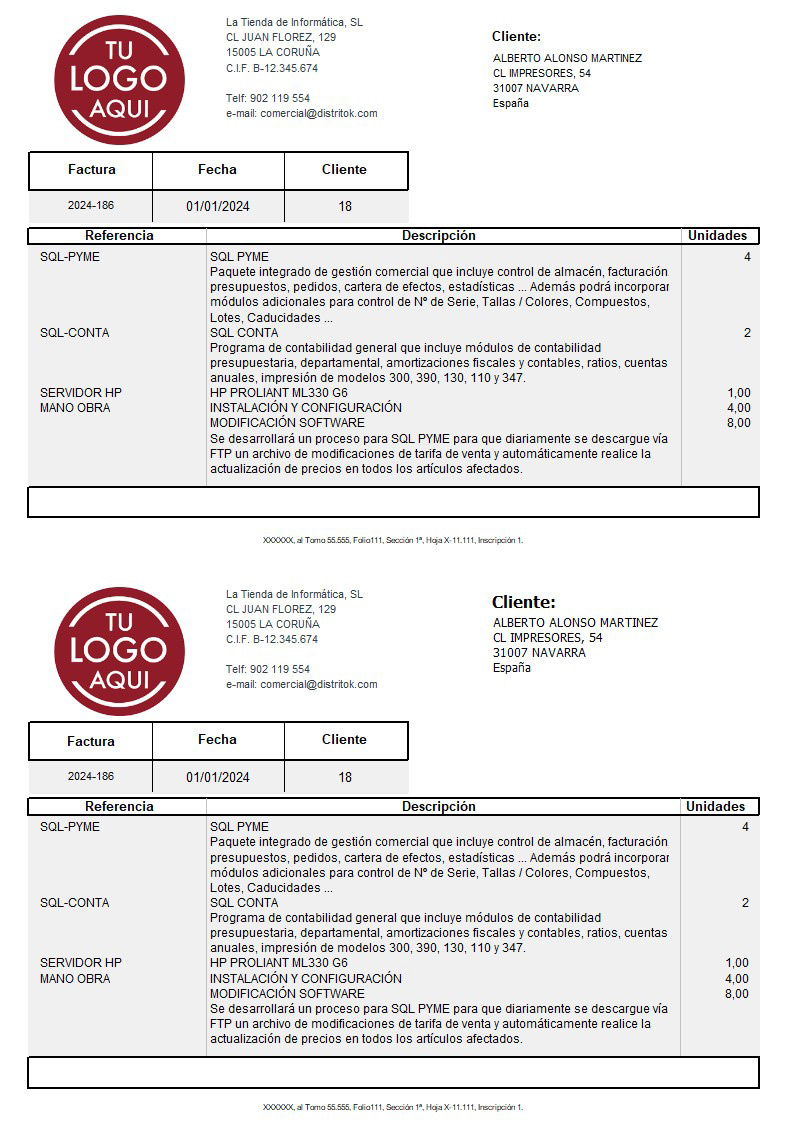 Factura 05 sin valorar