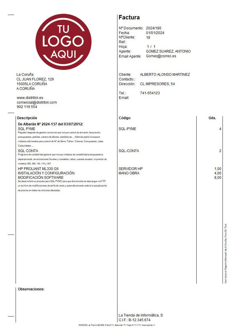 Factura 06 sin valorar