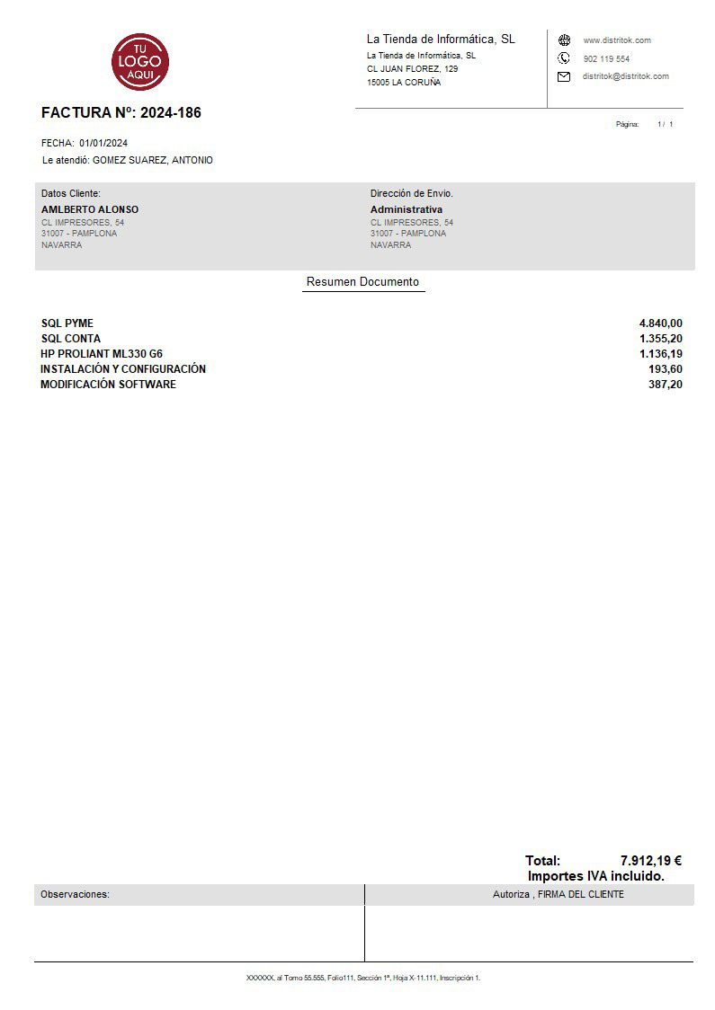 Factura 07 iva incluido