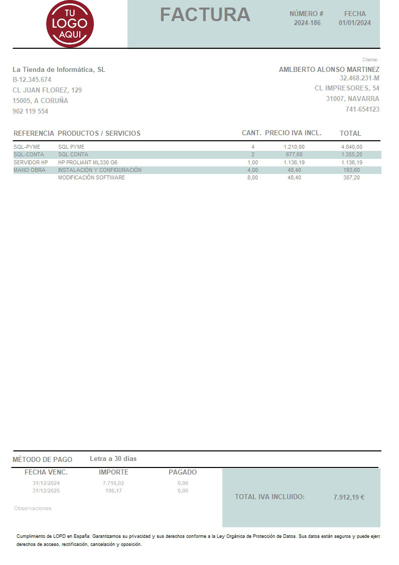 Factura 10 iva incluido