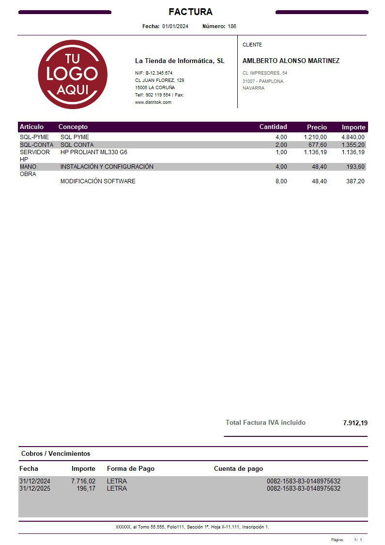 Factura 11 iva incluido