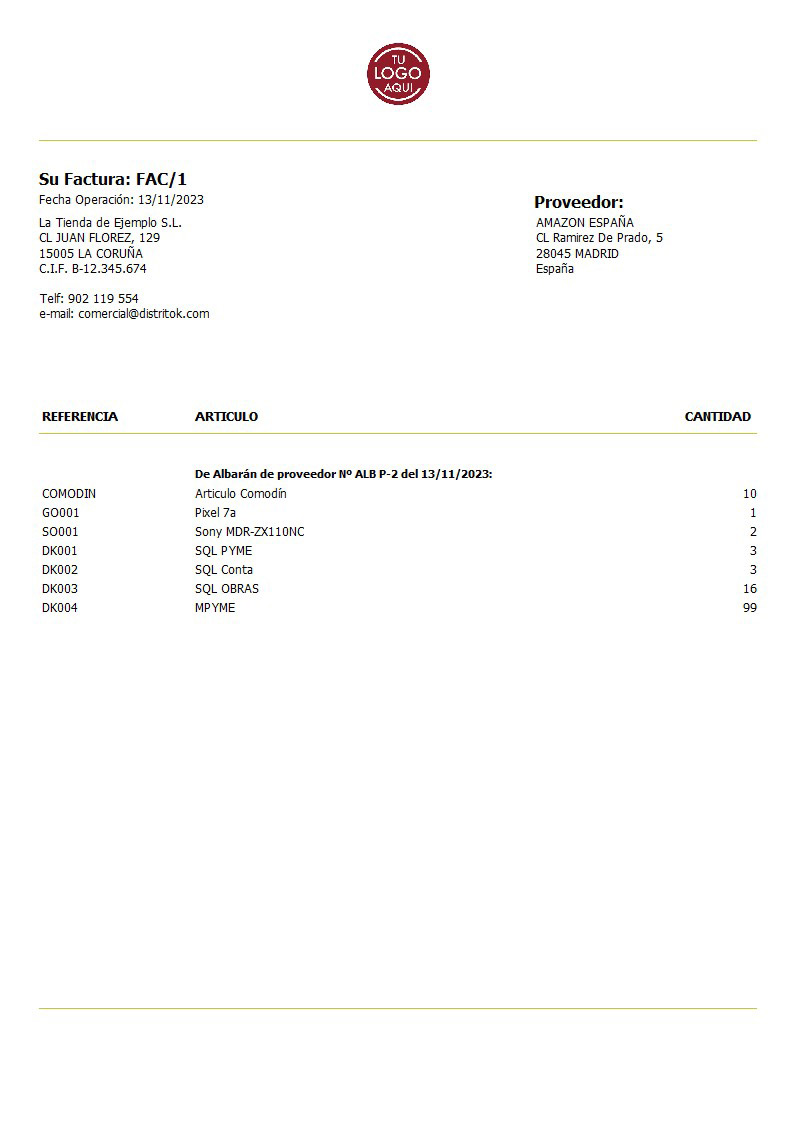 Factura prov 01 Sin valorar