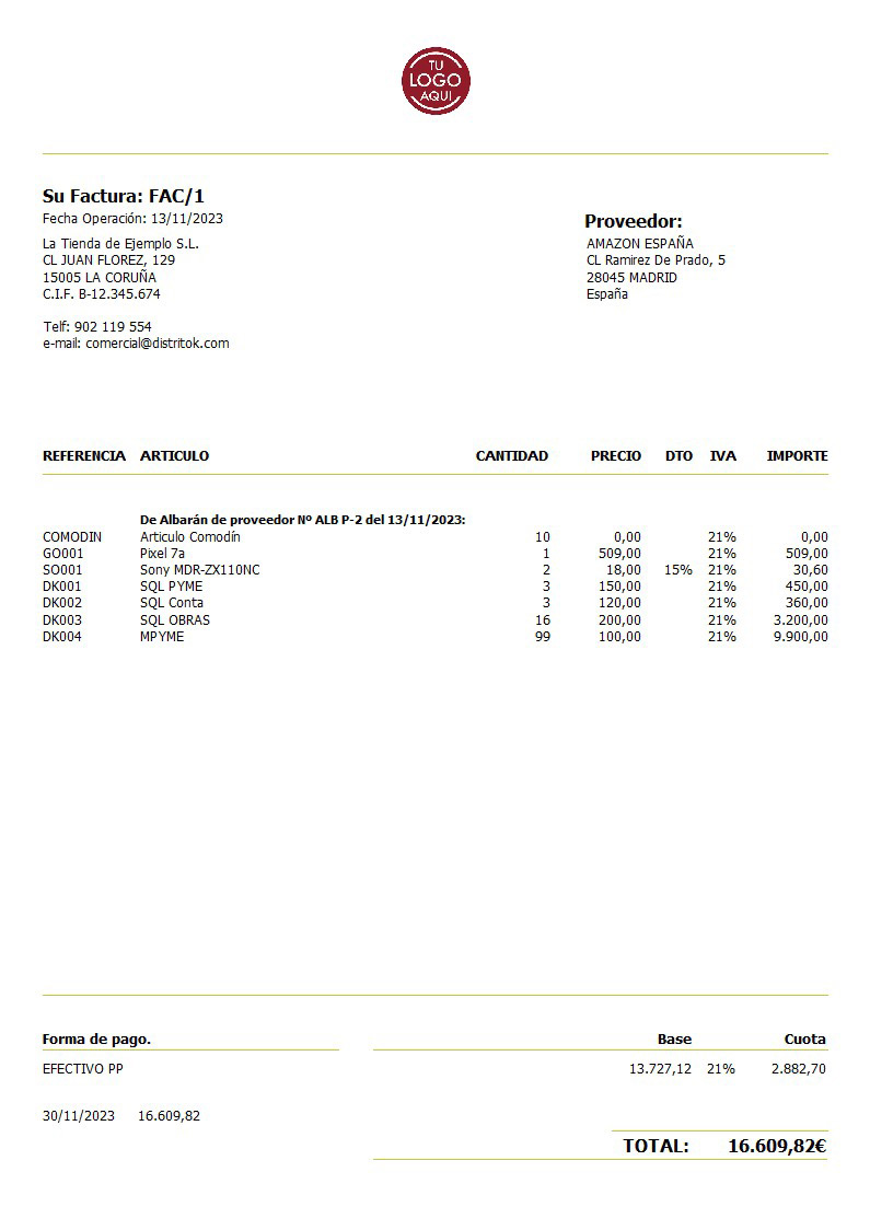 Factura prov 01 generico