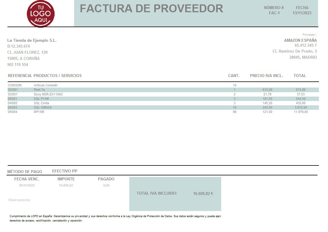Factura prov 10 apaisado IVA Incluido