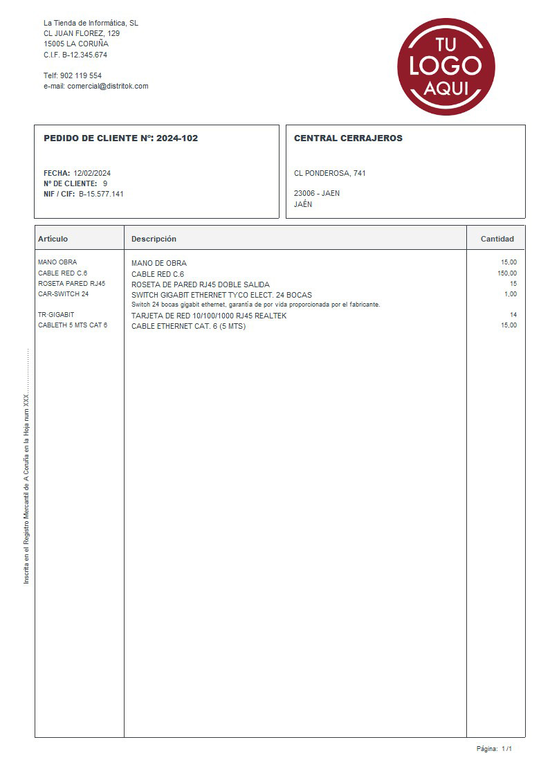 Pedido 02 sin valorar