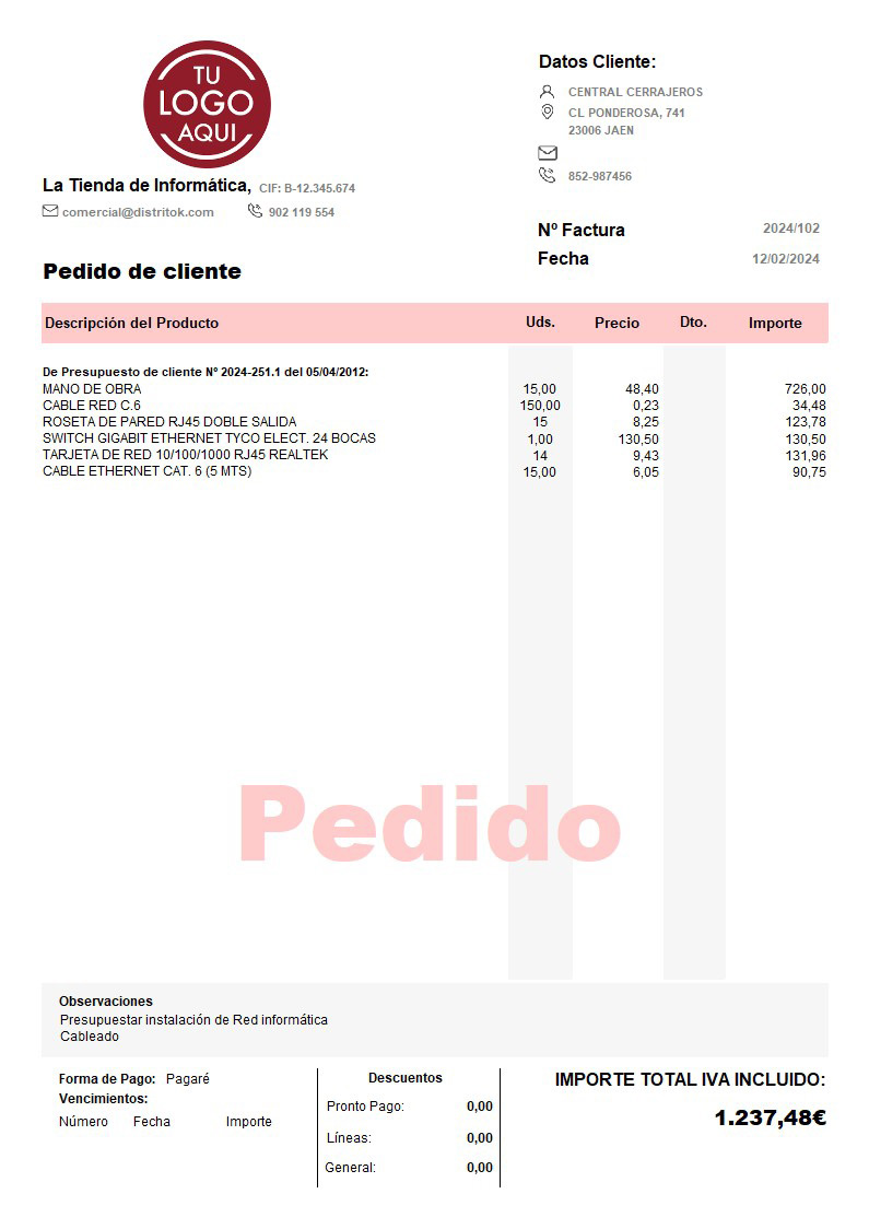 Pedido 03 iva incluido