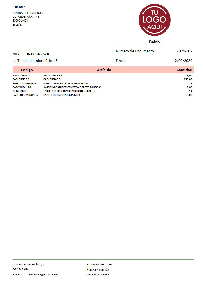 Pedido 04 sin valorar