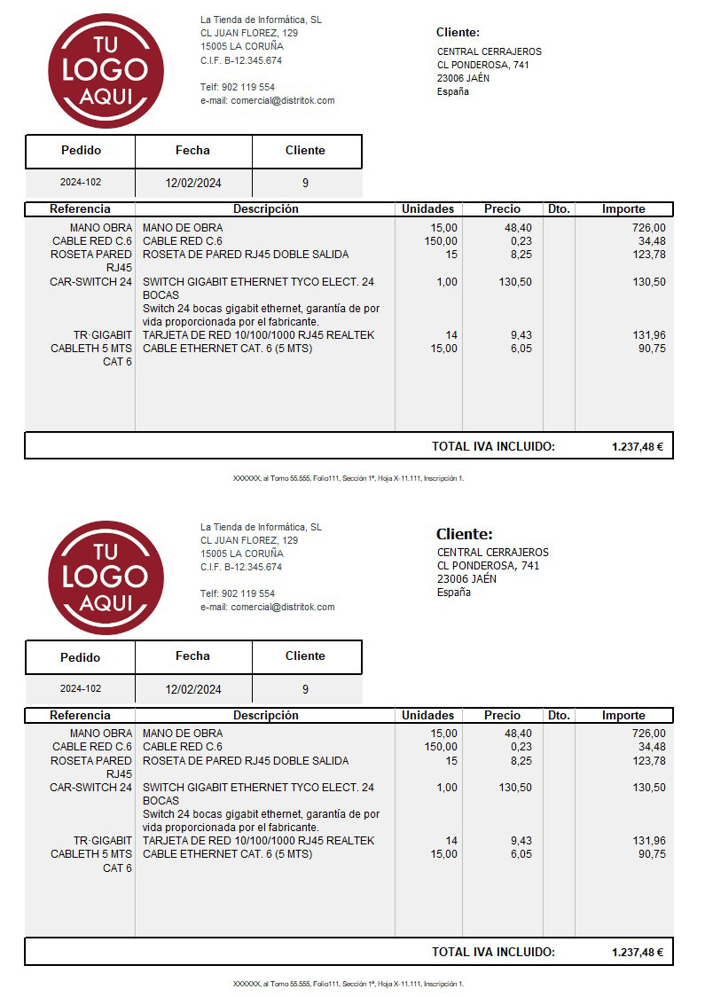 Pedido 05 iva incluido