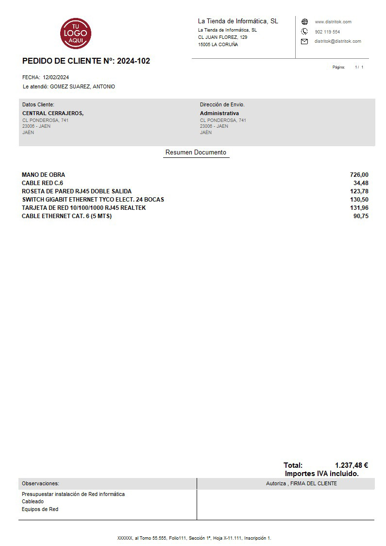 Pedido 07 iva incluido