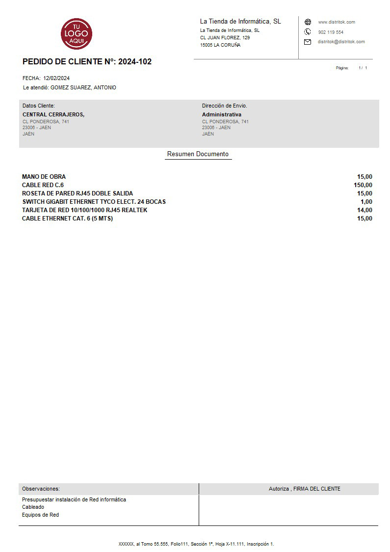 Pedido 07 sin valorar