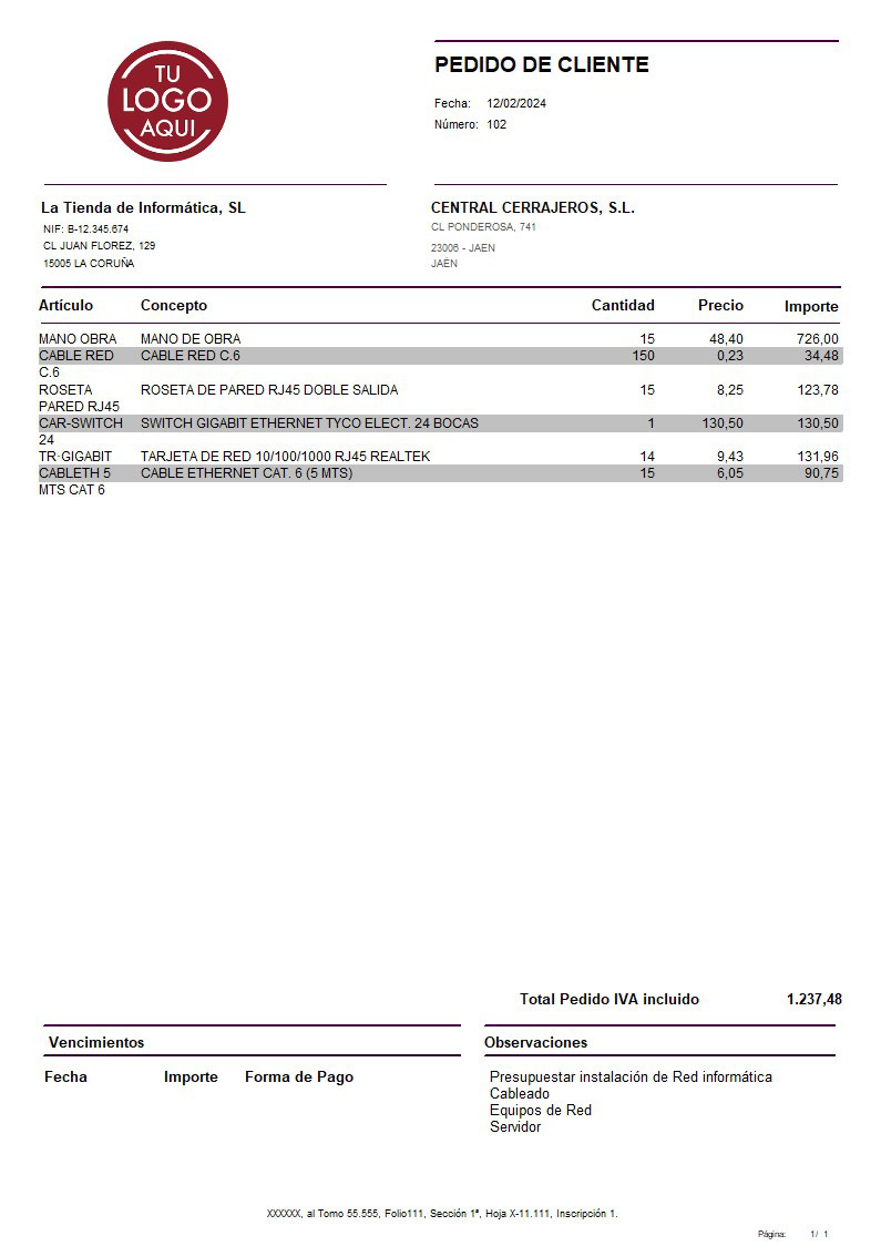 Pedido 09 iva incluido