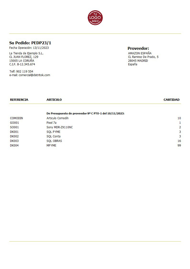 Pedido prov 01 sin valorar