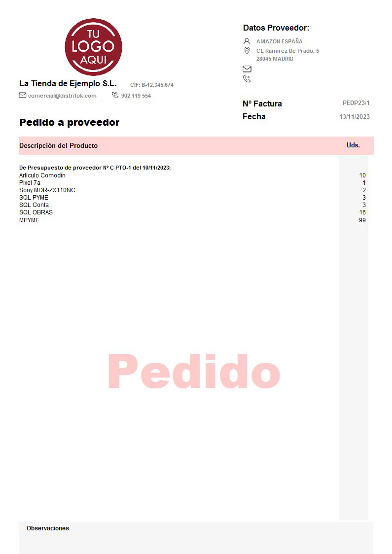 Pedido prov 03 sin valorar