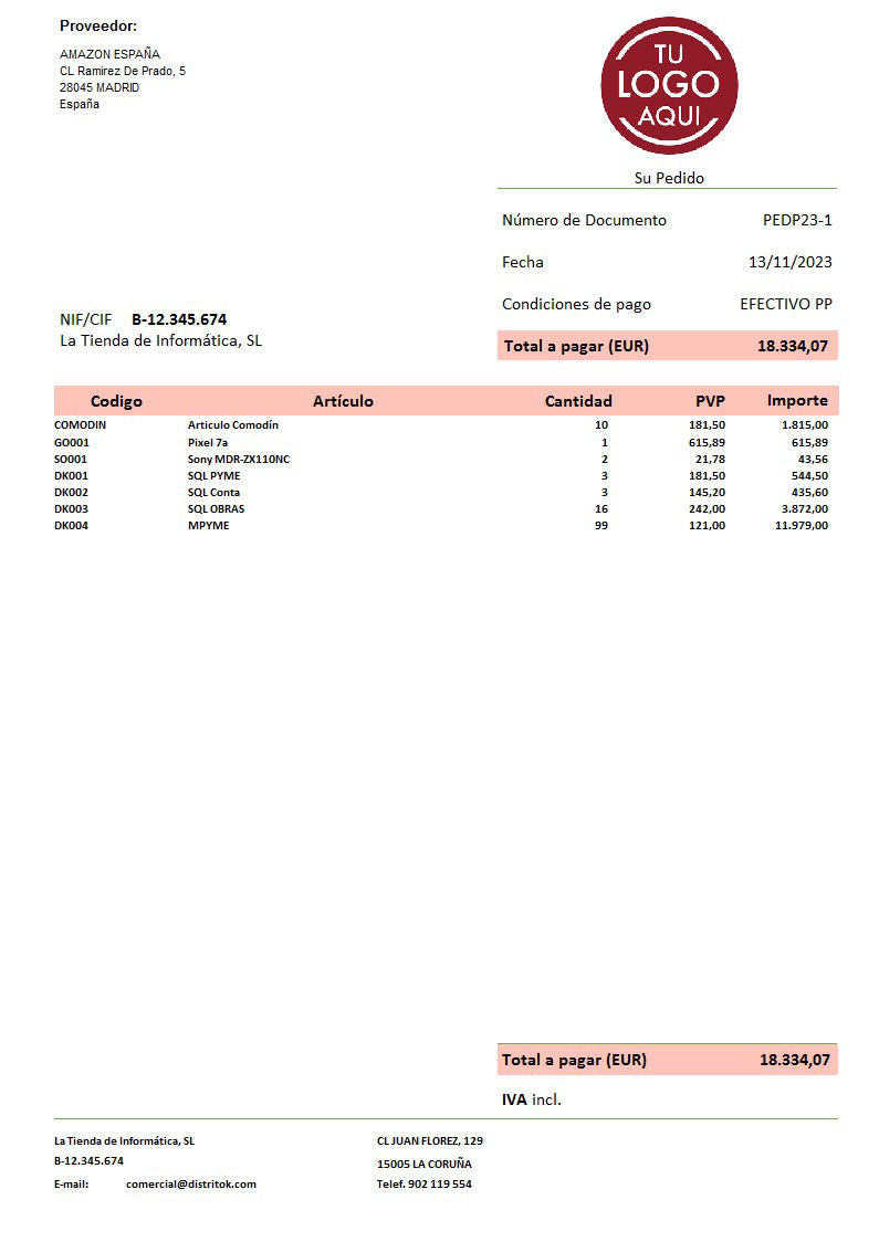 Pedido prov 04 IVA Incluido