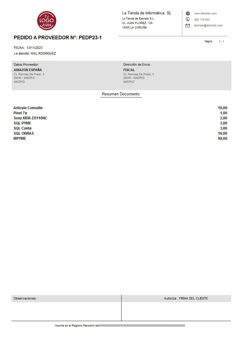 Pedido prov 07 sin valorar