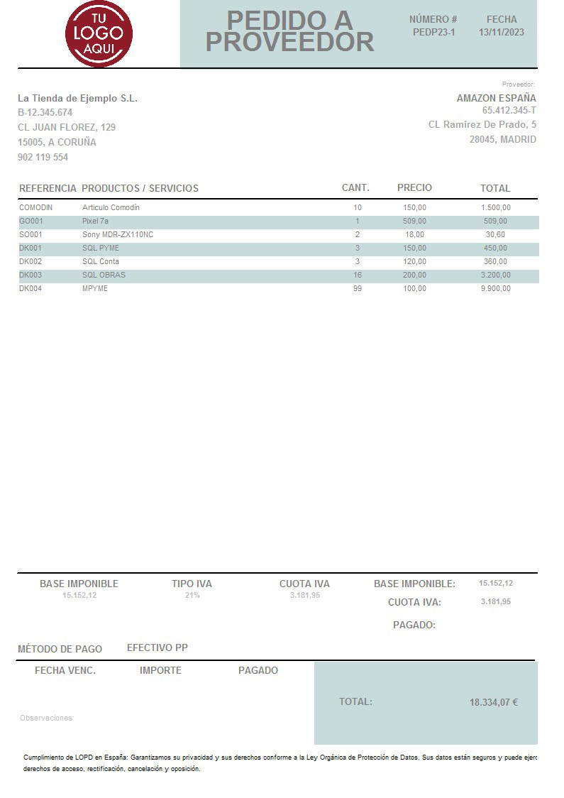 Pedido prov 10 generico