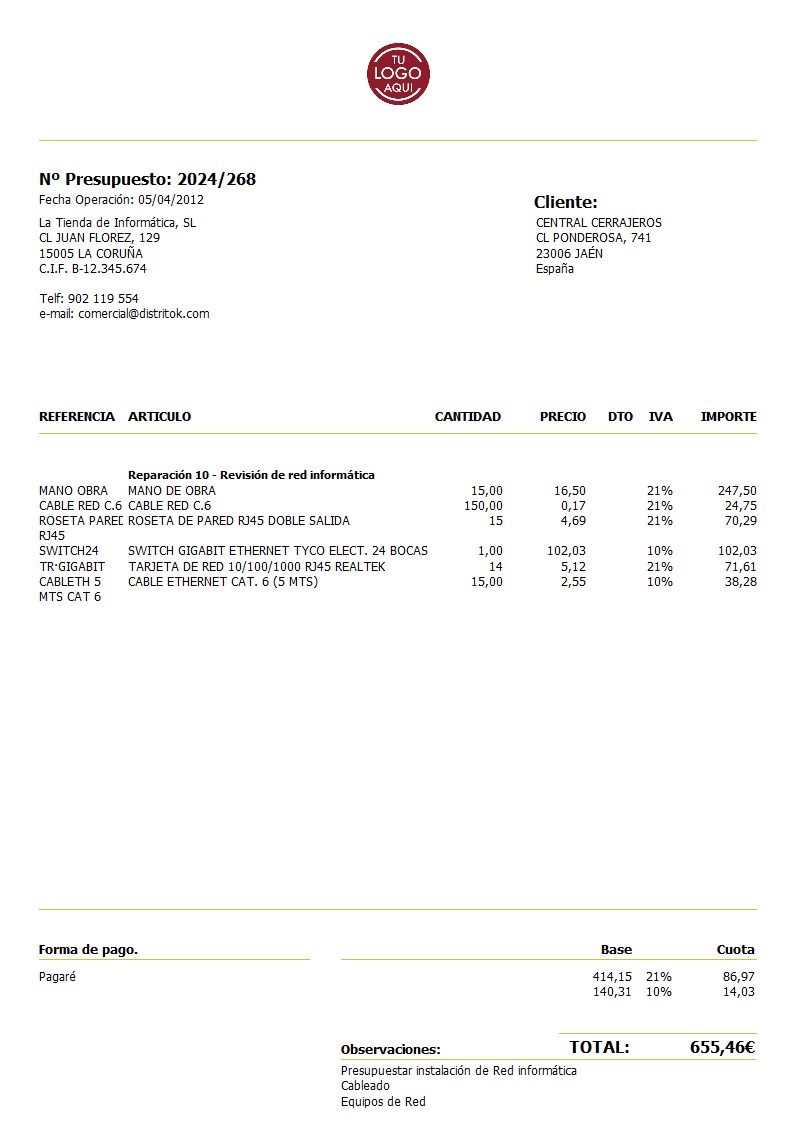 Presupuesto 01 generico