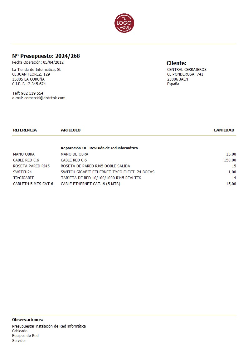 Presupuesto 01 sin valorar