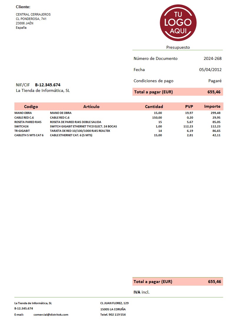 Presupuesto 04 iva incluido