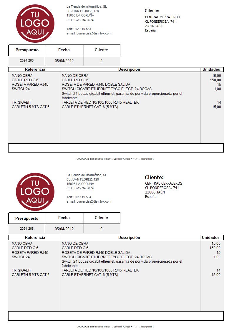 Presupuesto 05 sin valorar