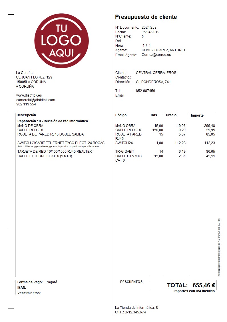 Presupuesto 06 iva incluido