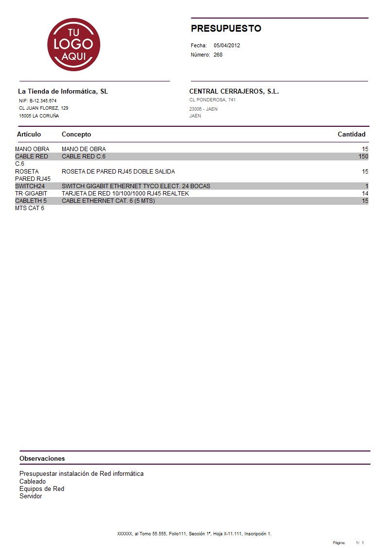 Presupuesto 09 sin valorar