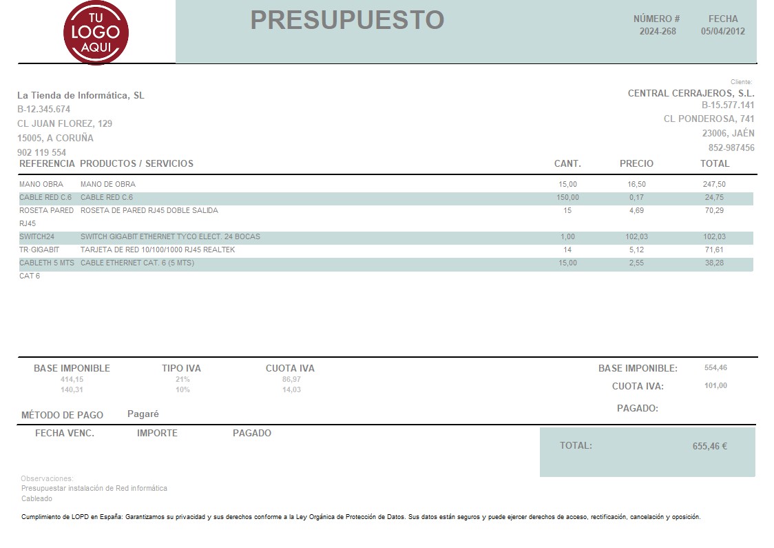 Presupuesto 10 apaisado