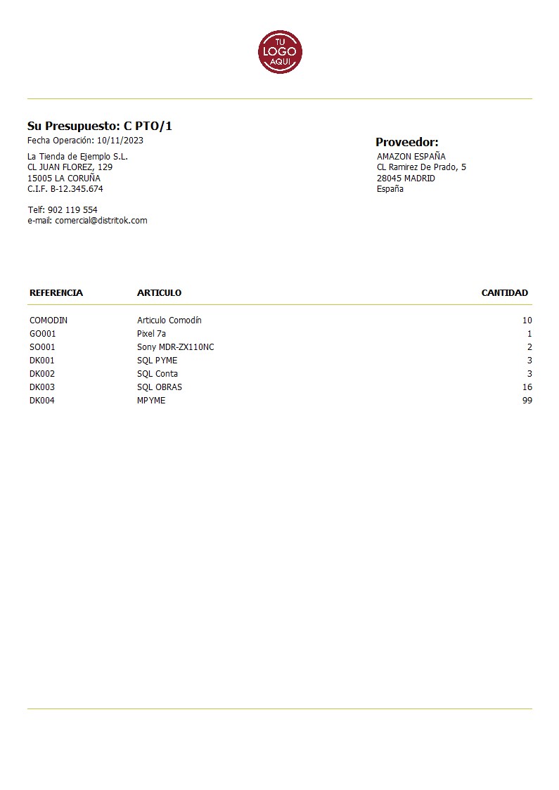 Presupuesto prov 01 sin valorar