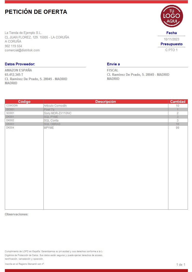 Presupuesto prov 07 sin valorar