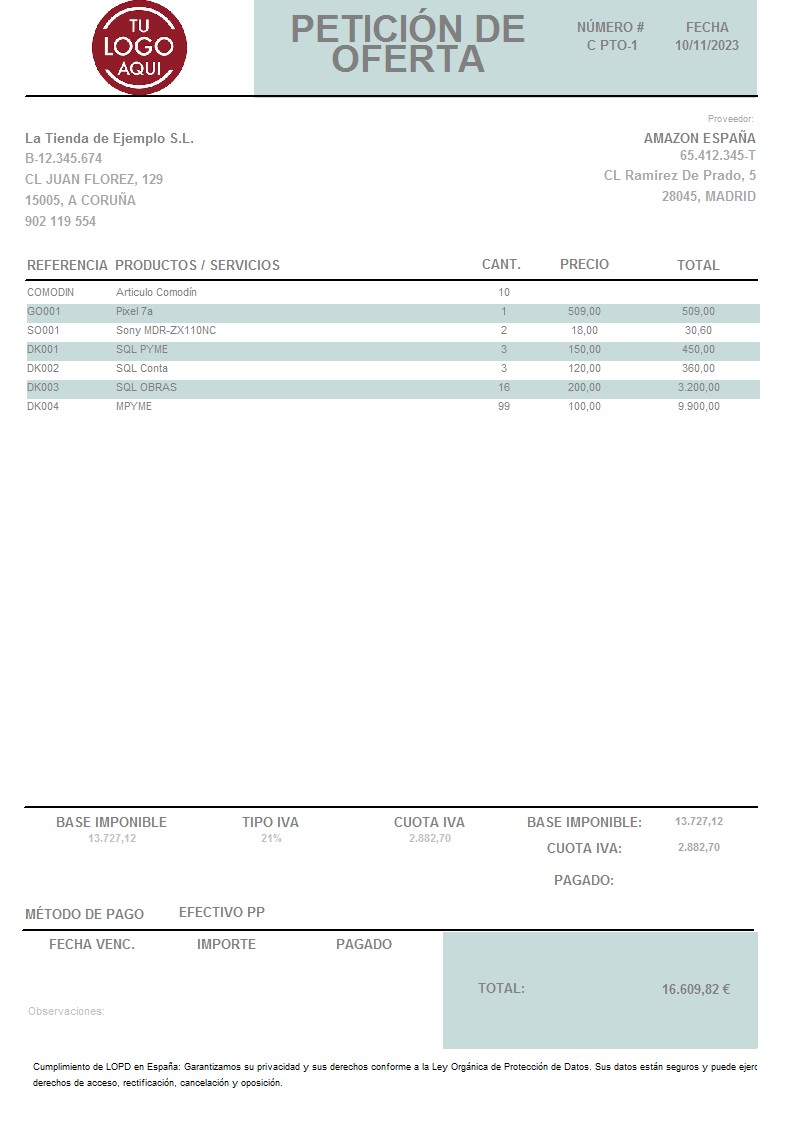Presupuesto prov 10 generico