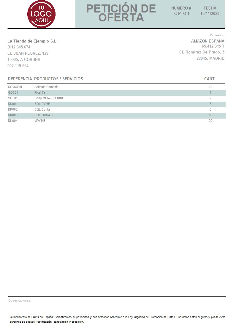 Presupuesto prov 10 sin valorar